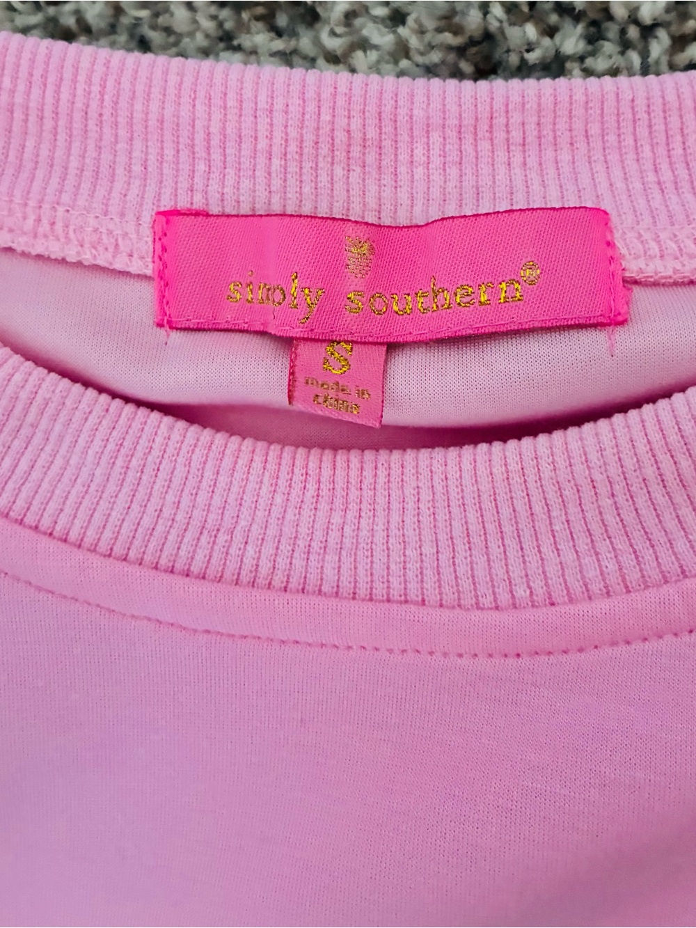 Simply Southern Pink Sequin Tropical Sweatshirt & Shorts - Picture 2 of 2